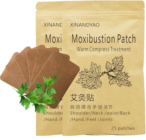 50 Patches Moxibustion Herbal Warming Patch – Mugwort Self-Heating Pads, Comfort for Back, Neck, Shoulder, Knee & Joints, Traditional Chinese Inspired (12*8cm)