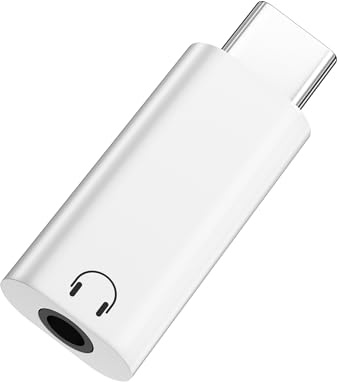 Lumivtx Adattatore per cuffie audio da USB C a 3,5 mm,adattatore da tipo C a jack per cuffie da 3,5 mm,compatibile con iPhone 16 15 Pro Max/Plus,Galaxy S24 S23 S22,iPad Air/Pro,MacBook,Pixel （Bianco）