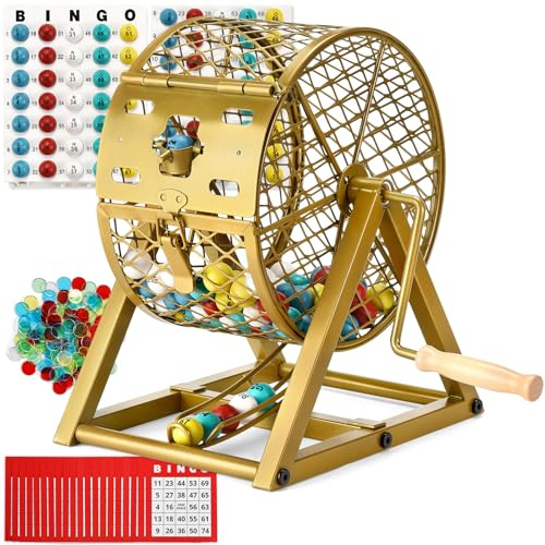 GADFISH 12 Bingo Game Set, Bingo Sets Adults for Large Group Seniors, 0.78 Bingo Balls with Steel Cage, 30 Cards, Board and Chips for Adults Parties, Game Night, Community