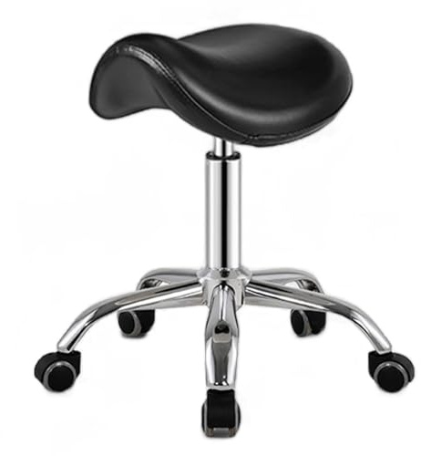Sedia a sella regolabile per dentisti, parrucchieri e terapisti, sgabello ergonomico nero per comfort e sostegno, perfetto per uso in altezza da banco