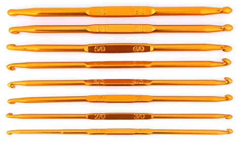 Dioche Crochet Sets Double 8Pcs Ensemble d'aiguilles à Tricoter à Double extrémité en Alumine Dorée - Face pour la Polyvalence - Prise Légère et Confortable - Idéal pour les Débutants et