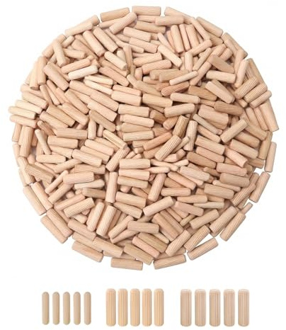 Weilin 150 Pcs Wooden Dowels, Wood Dowels Assorted, M6 M8 M10 Wood Plugs Dowel Rods, Woodwork Pins Tapered and Ribbed for Grooved Fluted, Carpentry, DIY, Craft (3 Models)