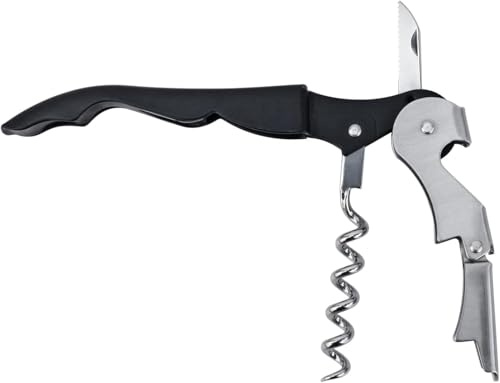 New Star Foodservice 48223 Folding Waiters Wine Bottle Corkscrew Beer Cap Opener with Plastic Bird Style Handle, Black