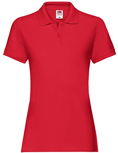 Fruit of the Loom Ladies Lady-Fit Premium Short Sleeve Polo Shirt (L) (Red)