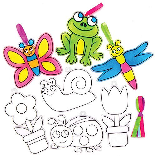 Baker Ross Acchiappa-sole Giardino decorazioni per finestre (confezione da 10), effetto vetrino acchiappa-sole per i bambini da realizzare e visualizzare