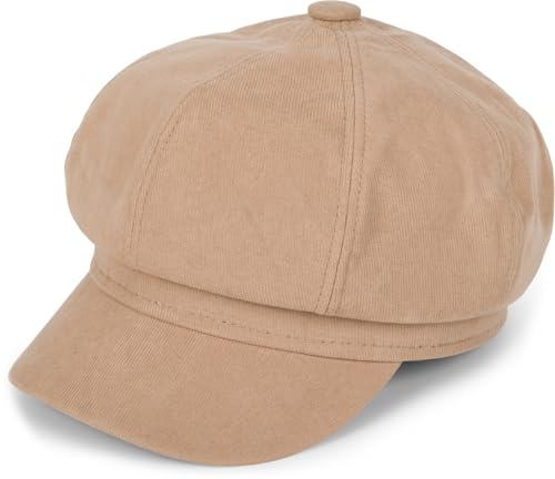 styleBREAKER Cappello a Palloncino in Tessuto Morbido da Donna, Cappello a Punta in Stile Vintage, Cappello a Scorrimento Bakerboy, Cappello Newsboy 04023086, Colore:Marrone Chiaro