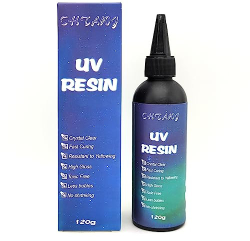 UV-Harz 120g kristallklar,UV-Härtung, DIY Kunst Anhänger, Ohrringe, Armbänder，epoxidharz zubehör,Halsketten, UV Kleber, uv harz für Schmuckherstellung