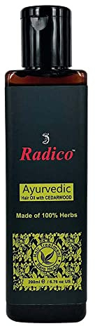 Radico Organic Ayurvedisches Haaröl | Mit Zedernholz | Spendet wichtige Nährstoffe | Gegen Haarspliss | Verleiht Glanz | Verbessert die Kämmbarkeit | 200 ml