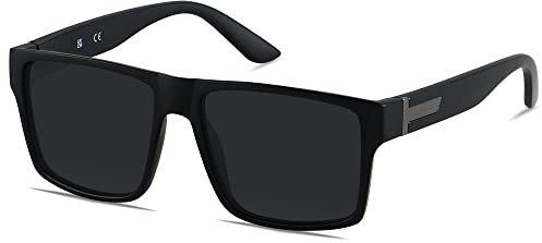 LYZOIT Square Sunglasses for Men Women Polarized Oversized Big UV Protection Rectangle Shades Matte Black Sun glasses