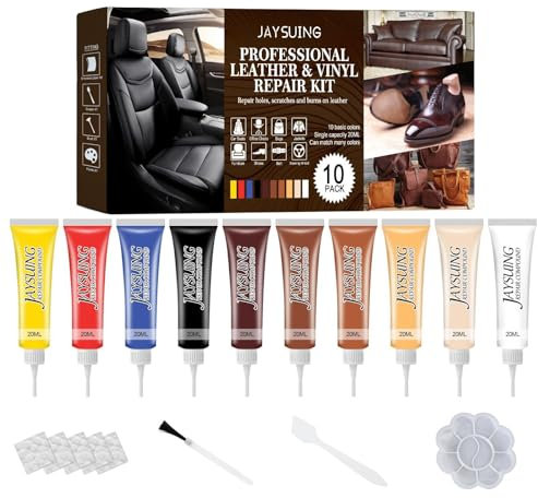 BBjinronjy Leder Reparatur Set,10 Farben Kunstleder Reparaturset für Ledersofa,Autositze,Möbel,Mäntel,Lederjacke,Lederpflege