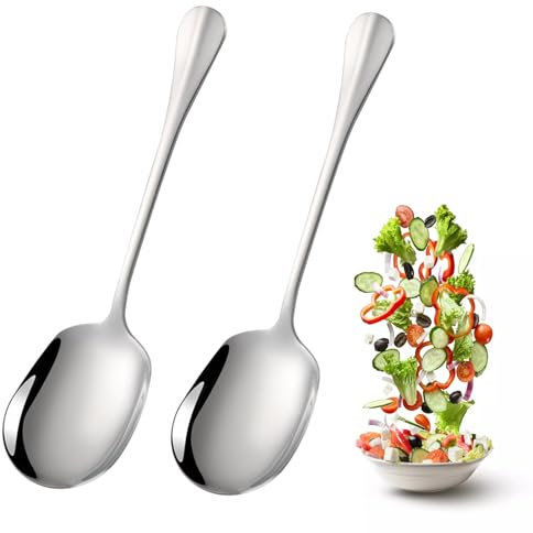 Bubuny Cucchiai da Portata Grandi 2 Pezzi in Acciaio Inox con Manico Lungo, Ucchiaio da Portata Cucchiaio da Zuppa per Servire Cucina, Ristorante, Banchetto, Utensile da Cucina