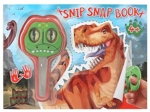 Depesche 12133 Dino World - Snip Snap Book, Bastelbuch mit Dino-Motiven, Heft mit Schneideübungen, inkl. Kinderschere, ab 4 Jahren
