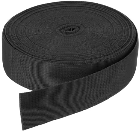 DMiotech 50 Yard 45 m x 50 mm bredd nylon sadelband rem Poly platt väv band för gör-det-själv hantverk ryggsäck rem, sömnad, utomhusutrustning reparation, svart