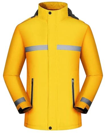 RUMAOZIA Giacca di sicurezza da uomo in pile, giacca da lavoro, giacca invernale con strisce riflettenti, giacca di avvertimento, giacca di avvertimento, O giallo, XL