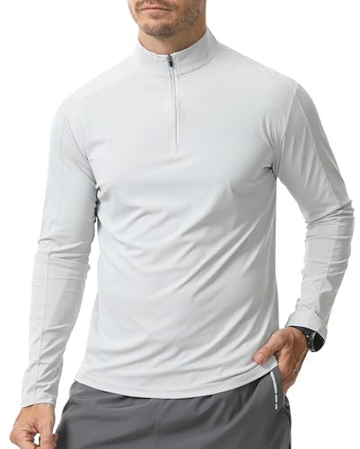 Danfiki UV-skjorta för män, långärmad skyddsskjortor, rashguard, snabbtorkande, 1/4 dragkedja
