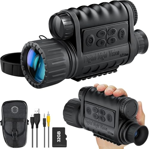 True Night Vision Monocular for Adults, IR Illuminator for Complete Darkness, High Sensitivity COMS Sensor Digital Night Goggles Night Vision Binoculars WG-50