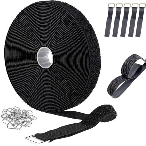 Uxreoib 10 m kardborrband, buntband, fritt tillklippbart kardborrband, kardborrband utomhus, remband, återförslutningsbar för kabelorganisering, slangar, snören (2,5 x 10 m)