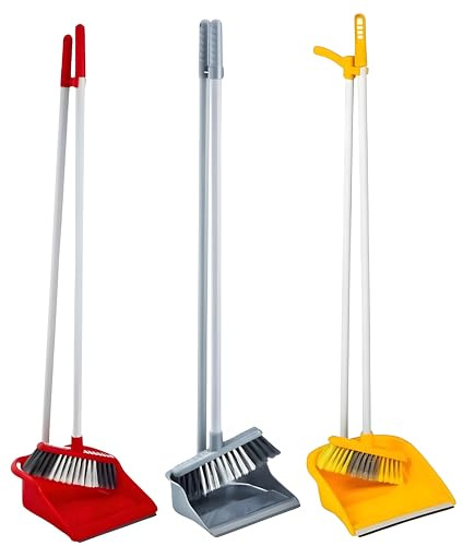 Dustpan and Brush Tall Broom with Comb Teeth Upright Sweeping Set Indoor Outdoor Use