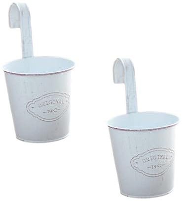 YARNOW 2 pièces Lot de Pots de Fleurs Suspendus Style Vintage Seaux Miniatures pour Plantes Dintérieur et Balcon Décoration Maison et Durable