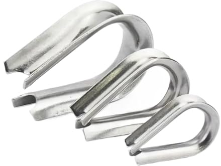 CGUOHU Occhielli della Fune 100 Pezzi M2 M3 M4 M5 M6 M8 304 Cavo in Acciaio Inossidabile Cavo Metallico Manicotto Protettivo Ditali Rigging Anello a Cuore di Pollo Fissaggio(M6)