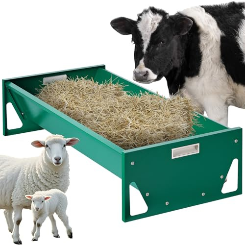 Svauoumu Mangiatoia Cavalli Acciaio Zincato 100cm Grande Capacità Attrezzature per Allevamento Resistente Facile da Pulire Mangiatoia per Bovini per Capre Bovini Maiali Bovini Capannoni di Allevamenti