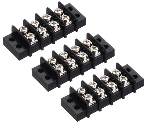 QUARKZMAN Morsetto A Doppia riga 300V 20A 4P Terminali A Barriera Con Viti PA66 Per Connessione Fili, 55mm x 21mm x 13mm, Confezione Da 3 Pezzi