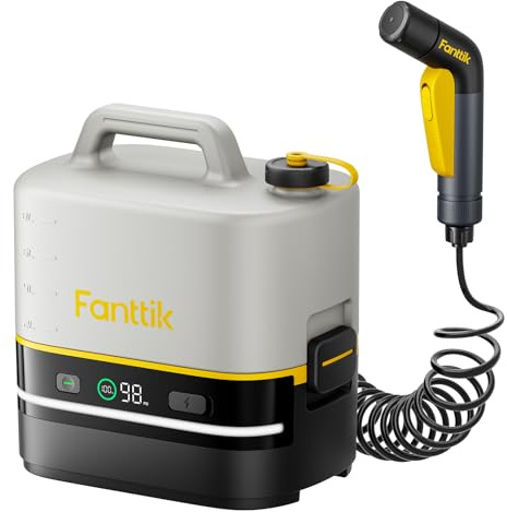 Fanttik NB10 Nano Portable Cordless Electric Sprayer w/2.1Gal Tank, HD LED Display, 4000mAh Lithium Battery & Built-in Camping Light, Light Cleaning Portable Washer for Pets, Filters & Camping