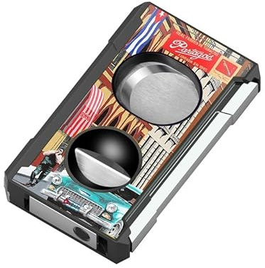 VYSLZ Coupe-cigare 4 en 1, guillotine en V avec perforateur et aiguille, outils de poche manuels en métal à motifs (marron)