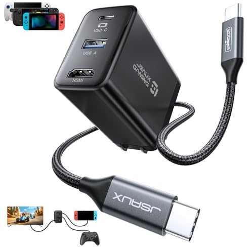 JSAUX 65W Switch 2 dockningsstation med 4K@120Hz HDMI, 65W PD, USB A-port | USB C TV-dockningsstation kompatibel med Switch 2/Steam Deck/ROG Ally/Samsung/MacBook med flera - OmniCentro laddningsdocka