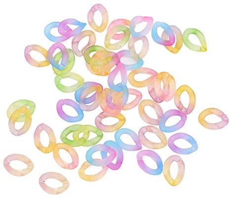 BSTiltion 50 St Akrylkedjelänk, Löstagbara öppna Länkar för Gör-det-själv Smycken, Väskedjor, Halsband, Midjekedjor, Armband, örhängen, med Räknesortering (Transparent tvåfärgad)
