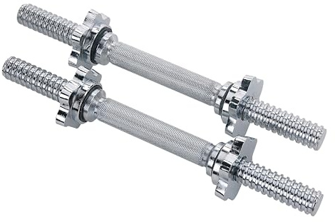 Sunny Health & Fitness 36 cm Threaded Chrome Dumbbell Bar Set, Adjustable Dumbbell Bar Handles with Star Lock Collars, Fit 25 mm Standard Plates - STDBH-14