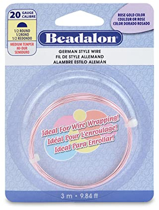 Beadalon German Style Wrapping Wire, Half Round, Rose Gold Color, 20 Gauge, 3 m / 9.8 ft
