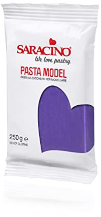 Saracino Pâte à Sucre Model Violet à Modeler de 250 g sans Gluten Made in Italy