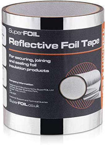 SuperFOIL Foil Tape - Thermal Reflective Peel and Stick Foil Tape for Sealing Seams and Edges 100mm x 20m