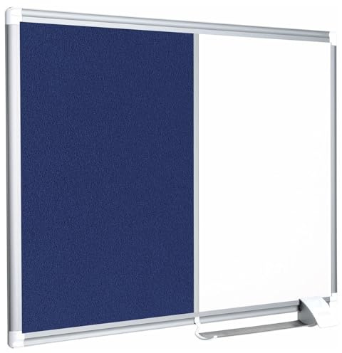 MasterVision Combination Board, Magnetic Dry Erase Whiteboard and Blue Felt Bulletin Board, 36 x 48, with Aluminum Frame and Pen Tray