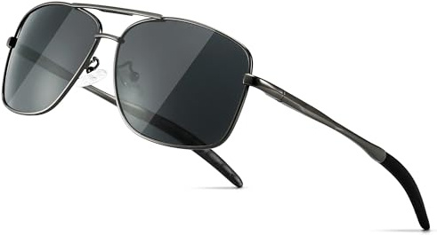 SUNGAIT Lunettes de soleil polarisées avec monture durable en métal pour la pêche/le volant/le golf pour les hommes Gunmetal/Gris 0925