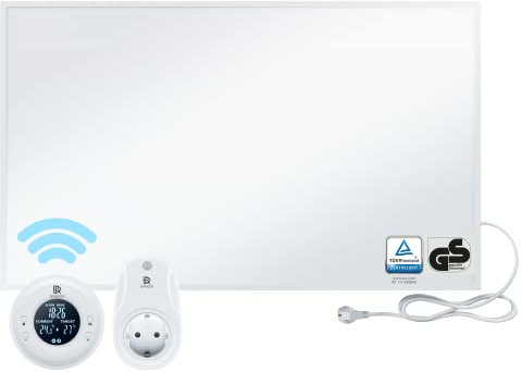 BR Bringer Infrarotheizung 700 Watt - mit Thermostat und Fernbedienung - Infrarot Elektroheizung Energiesparend - 5 Jahre Garantie, TÜV GS - Deutsche Qualitätsmarke (weiß)