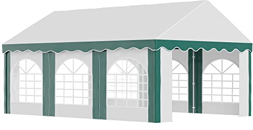 Outsunny 6 x 4m Garden Gazebo with Sides, Galvanised Marquee Party Tent with Six Windows and Double Doors, for Parties, Wedding and Events