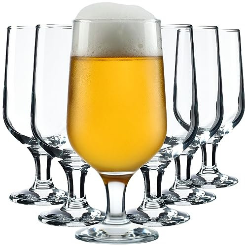 KADAX Biergläser, Biertulpe aus hochqualitativem Glas, 385 Milliliter Trinkgläser, Weizengläser auf Fuß, Getränkegläser für Bier, Cocktails und Drinks (385ml / 6er Set, Bertha)
