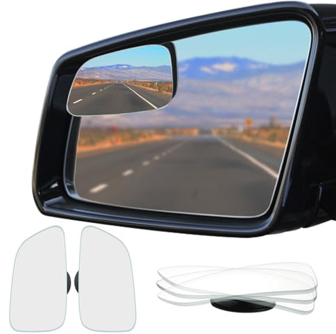 Ampper Large Rear View Blind Spot Mirror, Frameless HD Glass Convex Wide Angle Stick on Wing Blindspot Mirror Rearview Car Mirror for Car SUV and Truck (Pack of 2)