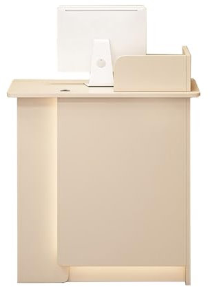 Receptionsskrivbord med bänk, receptionens kassaregister, med låsbara lådor, tförtjockad detaljhandelsdisk, lobby, butik, receptionsrum, skrivbord, kassaregister (80 cm) (Khaki + khaki, vänster)