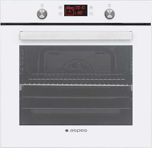 Aspes Horno Multifunción con Ventilador Cristal blanco AHM10800DCCB. Capacidad 78 Litros, 3100W, 10 Programas, Interior Esmaltado, Fácil Limpieza, Eficiencia Energética Clase A