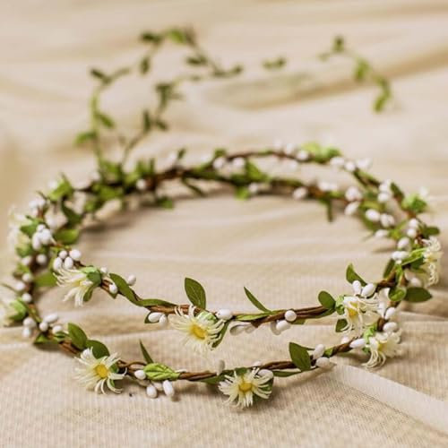 Haarbänder Floral Girlande für Damen Hochzeit,Braut Haarschmuck mit Blumenkranz, Perfekter Kopfschmuck für Brautjungfern und Hochzeiten, Blumenkranz Blume Krone Stirnband