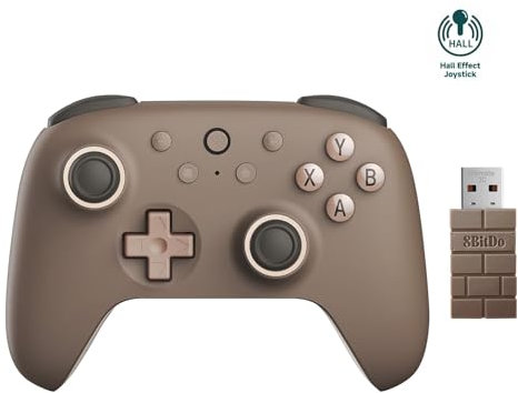 8bitdo Ultimate 2C Wireless Controller für Windows-PC und Android, mit 1000 Hz Abfragerate, Hall-Effekt-Joysticks und Hall-Triggern und Neu Belegbaren L4/R4-Stoßfängern, Turbofunktion (Brownie)