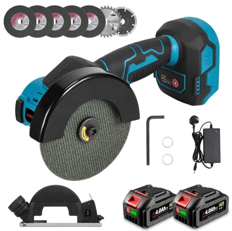 Cordless Angle Grinder Battery Power Tools - 125MM 8000RPM Rotatable Head Professional Electric Angle Grinder for Cutting, Grinding, Polishing and Rust Removal (Black)