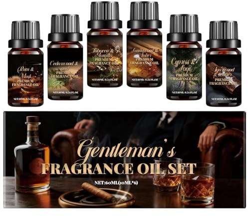 Set di oli profumati da uomo, di alta qualità, per diffusori, candele e sapone, deodoranti per auto, set per aromaterapia con legno di cedro, legno di sandalo, tabacco e altro