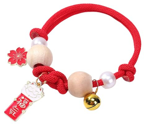 Gramigg Collier De Cloches À Libération Sûre pour Chats en Corde Crochet Chaton Réglable avec Perles Anti-puces Et en Bois Chats avec Cloches