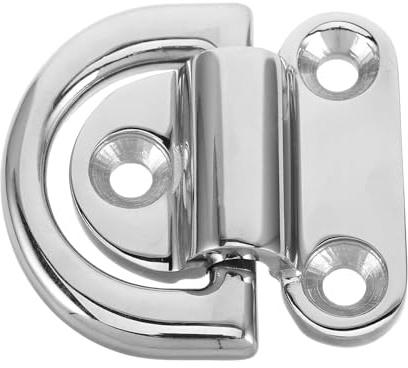 Zerodeko Marine Grade 316 Stainless Steel Folding D-Ring Tie Down Anchor 10mm Mirror Polished for Boat Trailer Cargo Lashing and Truck Load Securing