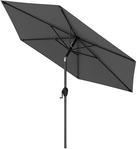 FANTASK Ombrellone da spiaggia da 230 cm, con 6 nervature e manovella, pieghevole su entrambi i lati di 35°, ombrellone da giardino, terrazza, per giardino, balcone, terrazza (antracite)