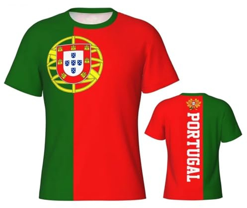 Men's Football Cup Shirt, Portuguese Flag Short Sleeve Tops Football Fans Sports Training Jerseys Fans Football T-Shirts Mens Soccer Clothing